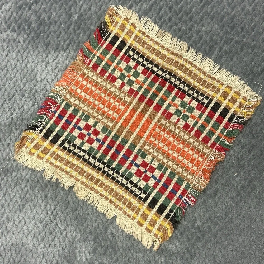 Vintage Textile Handmade Swedish Weaving Monks Belt Cloth 70s Table Runner Decor